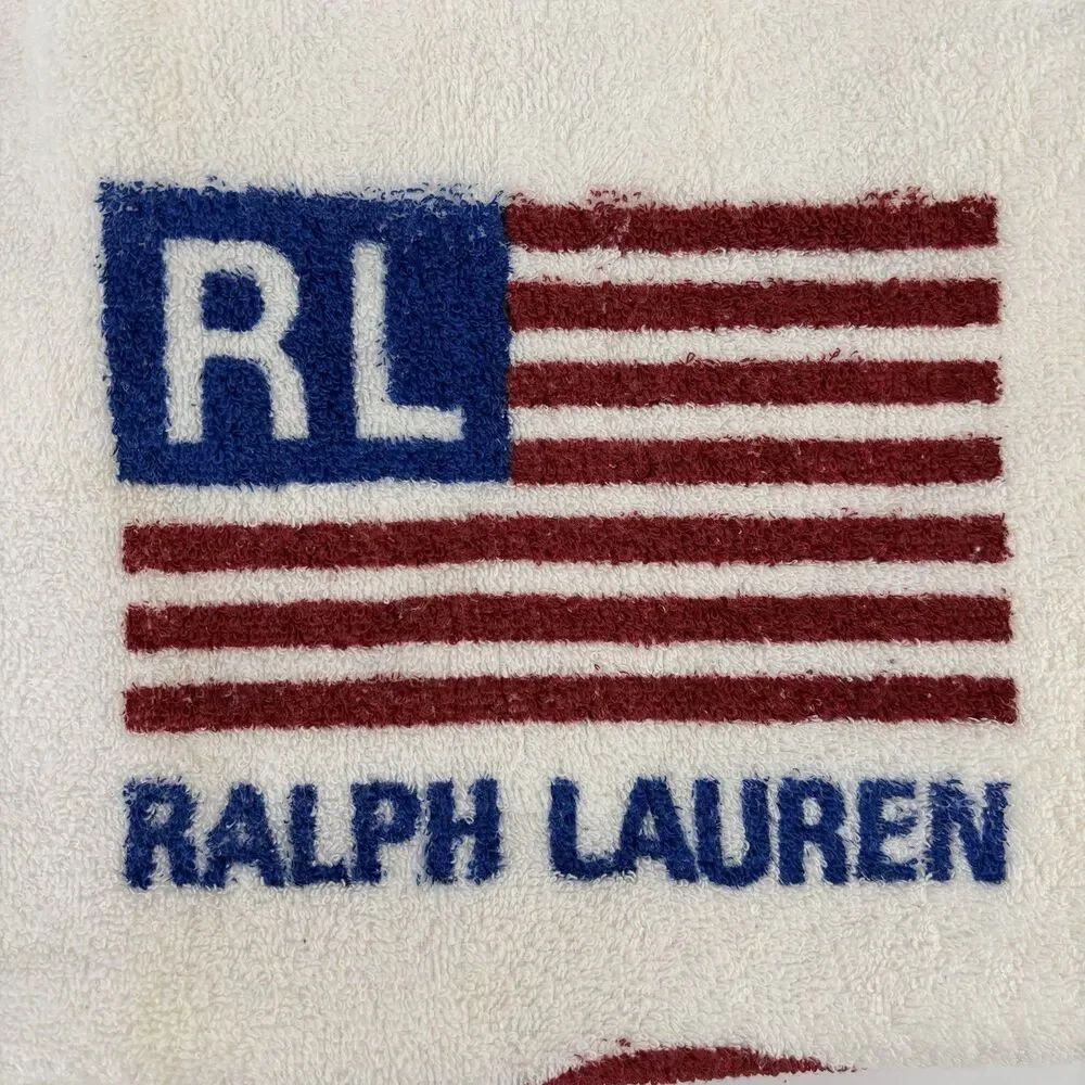 Ralph Lauren Polo Sport 1996 American Flag Beach Bath Towel 69”X 34.5” VTG NEW